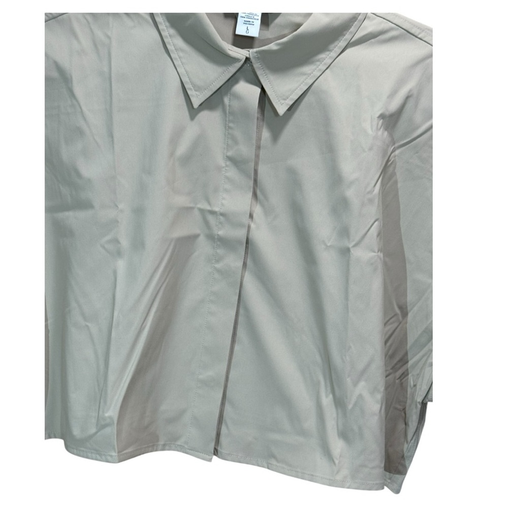 Athleta Midday Cropped Poplin Shirt NWT Size L Ecru Tan UPF 40+ NWT - Picture 4 of 10